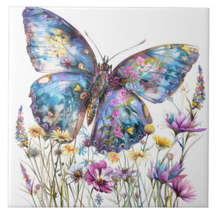 Schmetterling und Wildblumen Keramik Tile Fliese