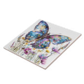 Schmetterling und Wildblumen Keramik Tile Fliese (Seite)
