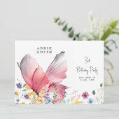 Schmetterling und Wildblumen Süße Geburtstagsparty Einladung (Stehend Vorderseite)