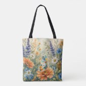 Schmetterling unter Wildblumen Gartentasche Tasche (Rückseite)