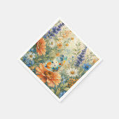 Schmetterling unter Wildblumen Serviette (Ecke)