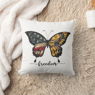 Schmetterling USA-Flagge Freiheit T-Shirt Kissen