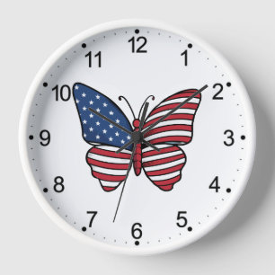 Schmetterling USA-Flagge Sublimation-62614 Uhr