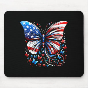 Schmetterling USA-Flagge Süß 4. Juli Lustig Amerik Mousepad