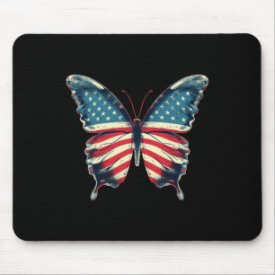 Schmetterling USA-Flagge Vintage Süß Amerikanisch Mousepad