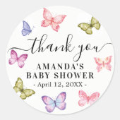 Schmetterling Vielen Dank für den klassischen Rund Runder Aufkleber (Vorderseite)
