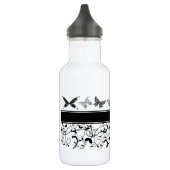 Schmetterling Viktorianisch Geblüht Schwarz-weiß Edelstahlflasche (Links)