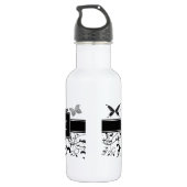 Schmetterling Viktorianisch Geblüht Schwarz-weiß Edelstahlflasche (Rückseite)