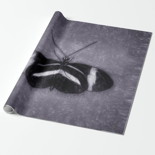Schmetterling Vintag Schwarz Lila Viktorianische D Geschenkpapier (Ungerollt)