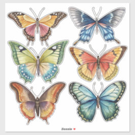 Schmetterling Vintage Aquarell Scrapbook Schreibwa Aufkleber