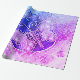 Schmetterling Vintager Romantischer Lila Rosa Deko Geschenkpapier