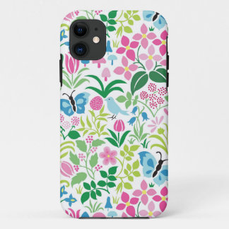 Schmetterling, Vogel, Blumen-helles Muster Case-Mate iPhone Hülle