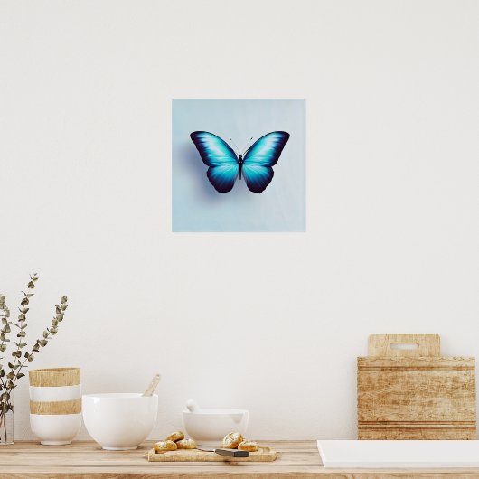Schmetterling vor weißem Hintergrund Poster (Küche)