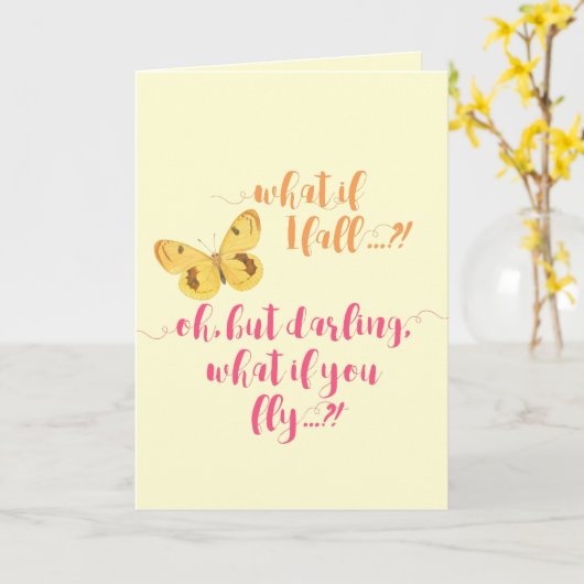 Schmetterling - Was ist, wenn ich stürze? - Inspir Karte (Gelbe Blume)