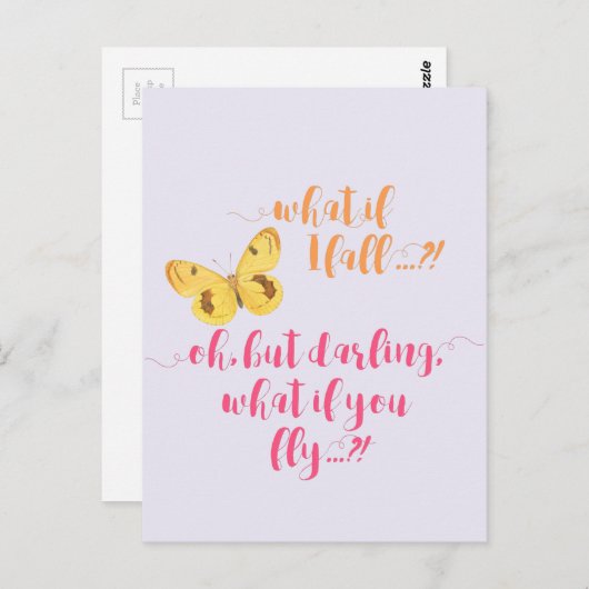 Schmetterling Was ist, wenn ich stürze? - Inspirat Postkarte (Vorne/Hinten)