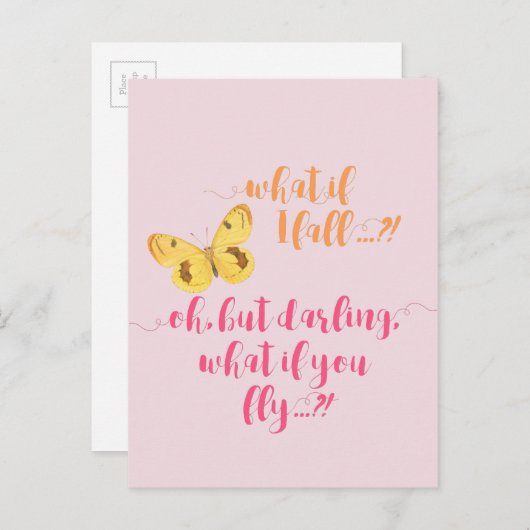 Schmetterling Was ist, wenn ich stürze? - Zitat mi Postkarte (Vorne/Hinten)