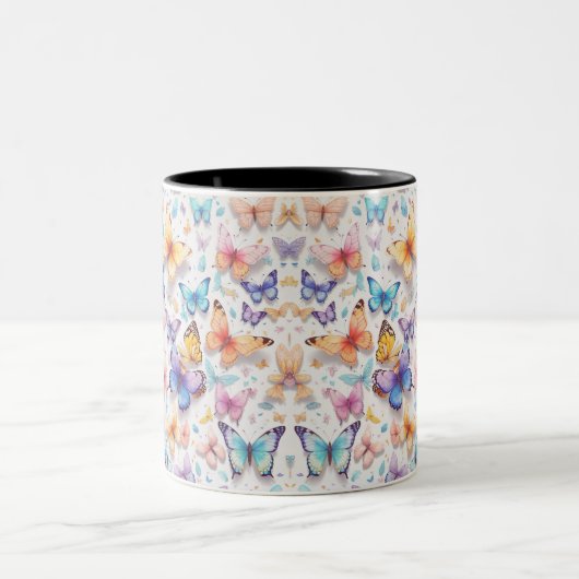 Schmetterling, Wasserfarbe, Pastellfarben Zweifarbige Tasse (Mittel)