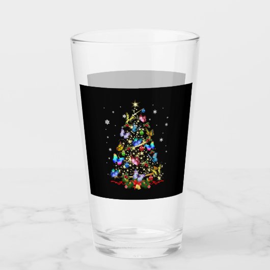 Schmetterling Weihnachtsschaum Frauen Mädchen Weih Glas (Vorderseite)