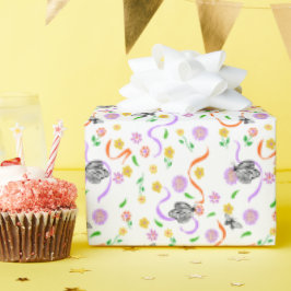 Schmetterling Weiß Lavendel Blumen Geschenkpapier