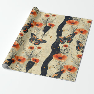 Schmetterling Wildblume im Vintage-Stil (11) Geschenkpapier