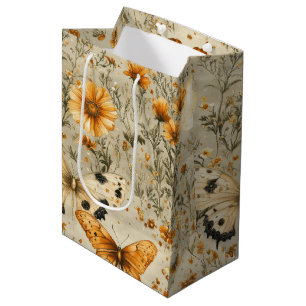 Schmetterling Wildblume im Vintage-Stil (4) Mittlere Geschenktüte