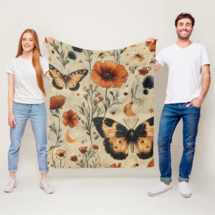 Schmetterling-Wildblume im Vintage-Stil (7) Fleecedecke