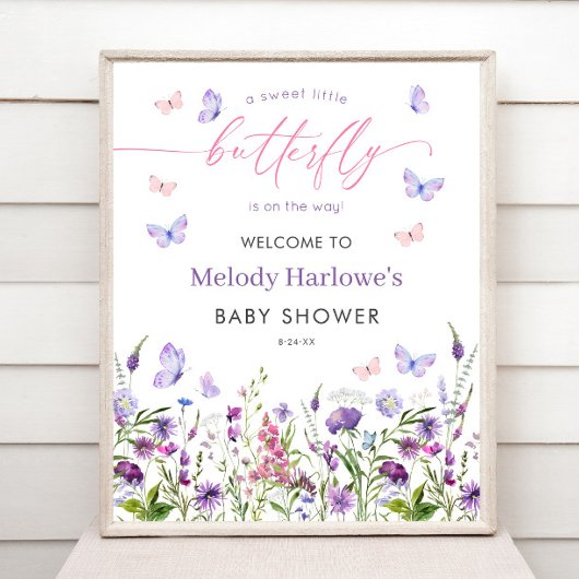 Schmetterling-Wildblume Kinderdusche 16x20 Willkom Poster