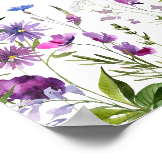 Schmetterling-Wildblume Kinderdusche 18x24 Willkom Poster (Ecke)