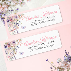 Schmetterling Wildblume Rücksende-Adresse-Etikett