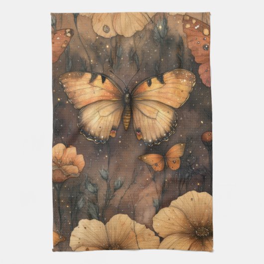 Schmetterling Wildblume Vintage (8) Geschirrtuch (Vertikal)