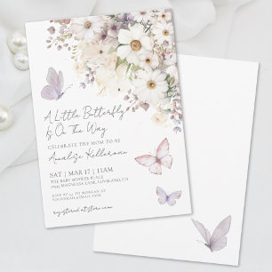 Schmetterling Wildblumen-Baby-Party Einladung