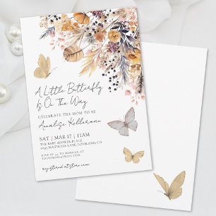 Schmetterling Wildblumen Babyparty Einladung