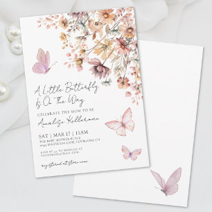 Schmetterling Wildblumen Boho Baby Shower Einladung