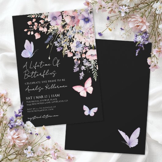 Schmetterling Wildblumen Brautdusche Einladung