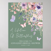 Schmetterling Wildblumen Brautdusche Poster (Vorne)