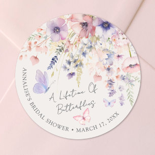 Schmetterling Wildblumen Brautdusche Runder Aufkleber