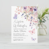 Schmetterling Wildblumen Brautparty Einladung (Stehend Vorderseite)