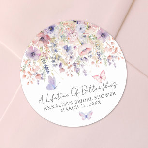 Schmetterling Wildblumen Brautparty Runder Aufkleber