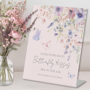 Schmetterling Wildblumen Brautparty Wie viele Küss Sockelschild