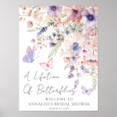 Schmetterling Wildblumen Brautparty Willkommenssch Poster (Vorne)