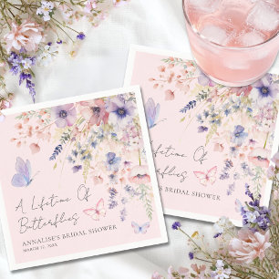 Schmetterling Wildblumen Bridal Shower Blush Rosa Serviette