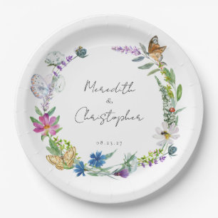 Schmetterling Wildblumen Hochzeit Pappteller