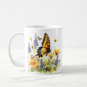 Schmetterling & Wildblumen Kaffeezubereitung Tasse