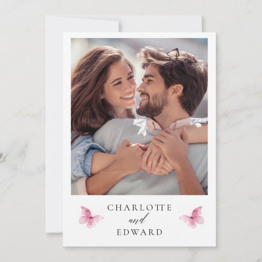 Schmetterling-Wildblumen Rosa Brautparty Einladung (Rückseite)