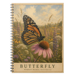 Schmetterling Wildblumenwiesen VINTAGE Notizblock