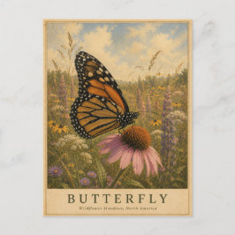 Schmetterling Wildblumenwiesen VINTAGE Postkarte