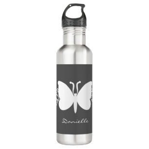 Schmetterling Wirbel Liberty Flasche, Grau Edelstahlflasche