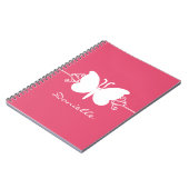 Schmetterling-Wirbel-Notebook, rosa Notizblock (Linke Seite)