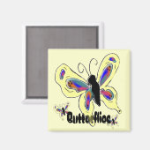 Schmetterling Zeichne Gelben Hintergrund Magnet (Vorderseite/Rückseite)