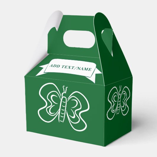Schmetterling Zeichne kundenspezifisches Grün Geschenkschachtel (Vorderseite)